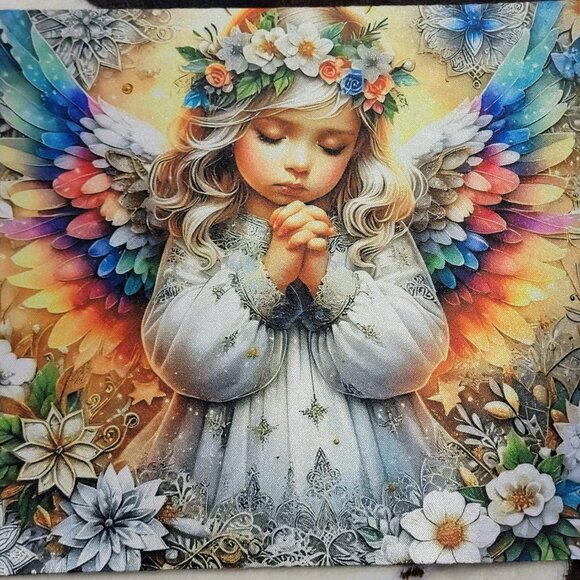 Praying Angel Colorful Wings Computer Non Slip Custom Mouse Pad - Picture 4 of 12